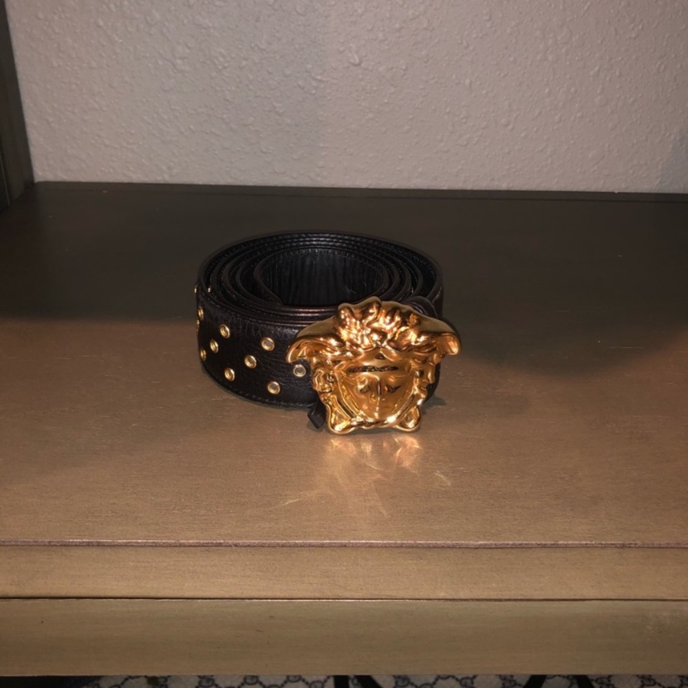 COPY - Black and Gold Versace belt with studs